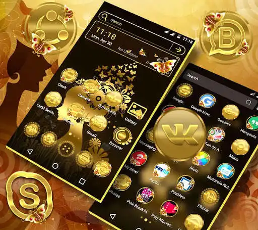 Play Gold Butterfly Girl Launcher Theme  and enjoy Gold Butterfly Girl Launcher Theme with UptoPlay