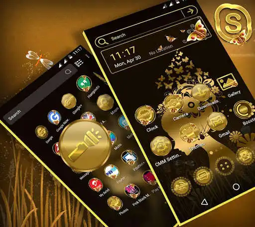 Play Gold Butterfly Girl Launcher Theme as an online game Gold Butterfly Girl Launcher Theme with UptoPlay
