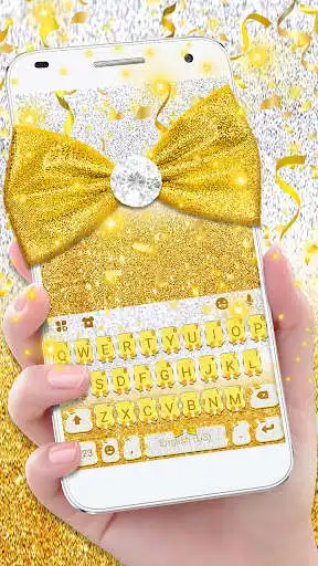 Play Gold Diamond Bowknot Keyboard Theme  and enjoy Gold Diamond Bowknot Keyboard Theme with UptoPlay