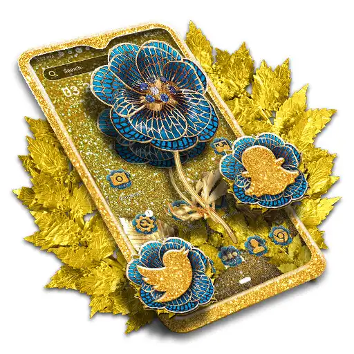 Play Golden Blue Rose Theme APK