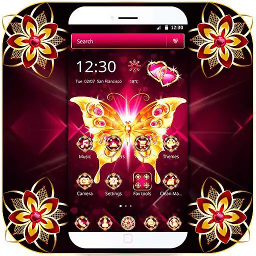 Free play online Golden Butterfly Dark Pink Gemstone Theme APK Free play online Golden Butterfly Dark Pink Gemstone Theme APK