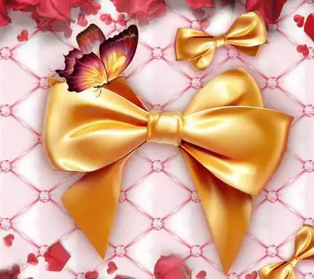 Play Golden Butterfly Girl Theme Pink Wallpaper
