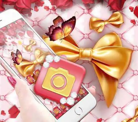 Play Golden Butterfly Girl Theme Pink Wallpaper
