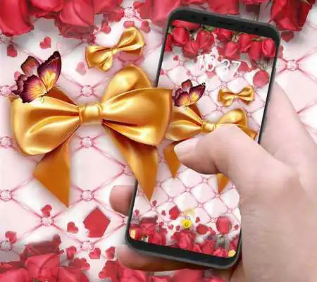 Play Golden Butterfly Girl Theme Pink Wallpaper