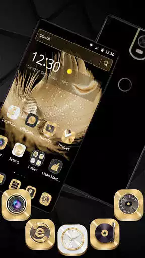Play APK Golden Feather Theme  and enjoy Golden Feather Theme with UptoPlay com.launcher.theme.t211802875