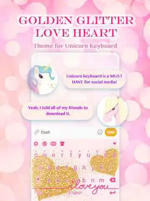 Play Golden Glitter Love Heart Keyboard Theme for Girls