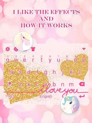 Play Golden Glitter Love Heart Keyboard Theme for Girls