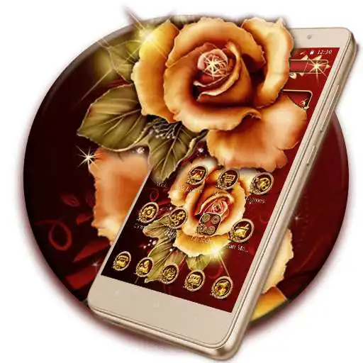 Free play online Golden Red Luxury Rose Theme APK