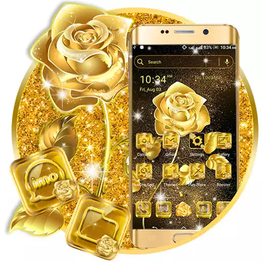 Free play online Golden Rose Launcher Theme APK