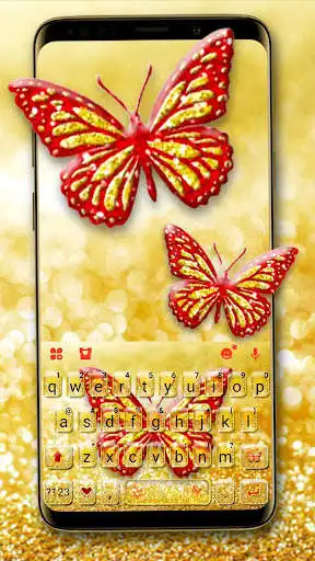 Play Gold Glitter Butterfly Keyboard Theme  and enjoy Gold Glitter Butterfly Keyboard Theme with UptoPlay