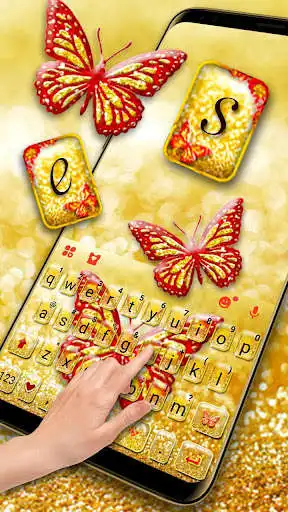 Play Gold Glitter Butterfly Keyboard Theme as an online game Gold Glitter Butterfly Keyboard Theme with UptoPlay