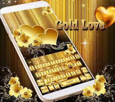 Play Gold Love theme for free Emoji Keyboard