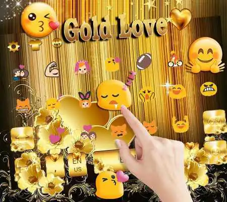 Play Gold Love theme for free Emoji Keyboard