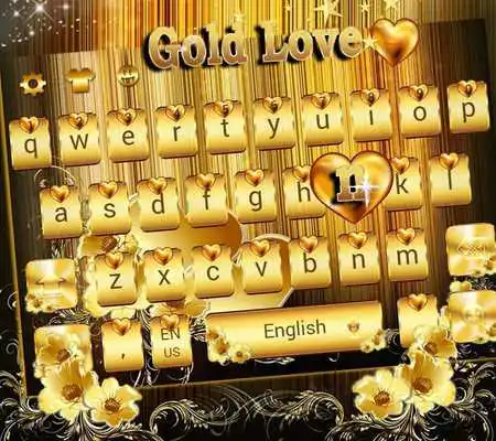 Play Gold Love theme for free Emoji Keyboard