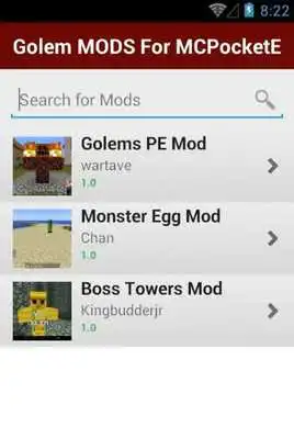 Play Golem MODS For MCPocketE