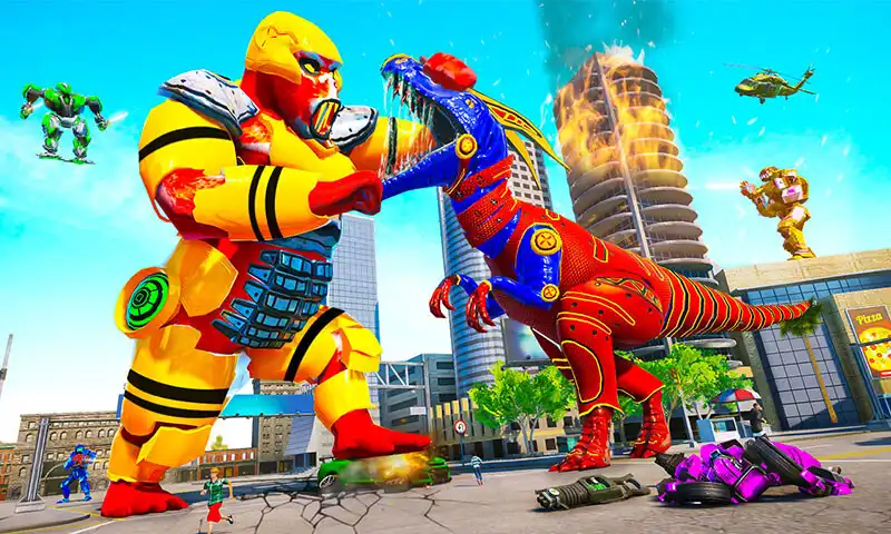 Play Gorilla Robot City Attack Game as an online game Gorilla Robot City Attack Game with UptoPlay