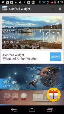 Play Gosford weather widget/clock