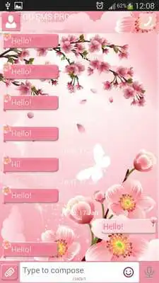 Play GO SMS Cherry Flowers Theme