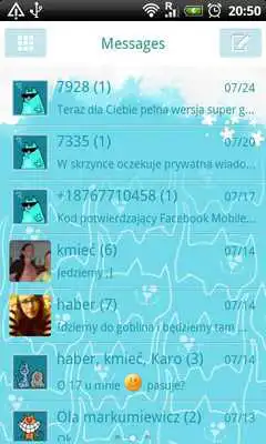 Play GO SMS Pro Blue Cat Theme