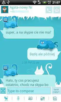 Play GO SMS Pro Blue Cat Theme