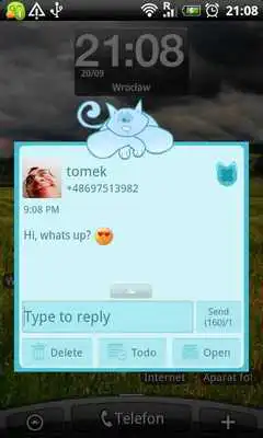 Play GO SMS Pro Blue Cat Theme