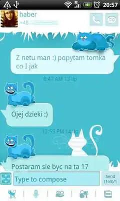 Play GO SMS Pro Blue Cat Theme