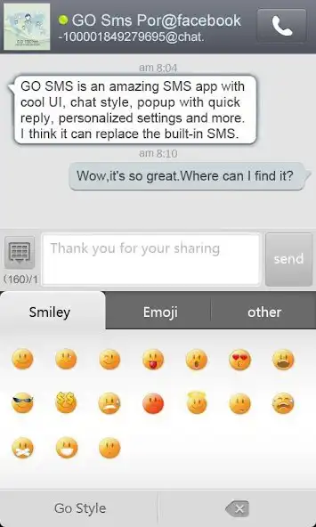 Play GO SMS Pro FBChat plug-in