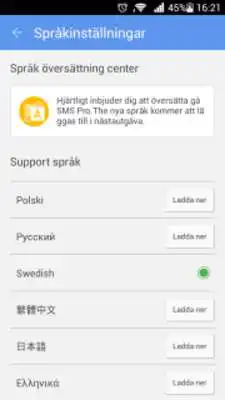 Play GO SMS Pro Swedish language pa