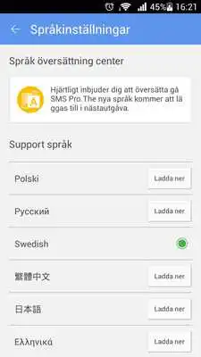Play GO SMS Pro Swedish language pa