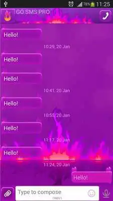 Play GO SMS Purple Flame
