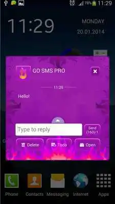 Play GO SMS Purple Flame