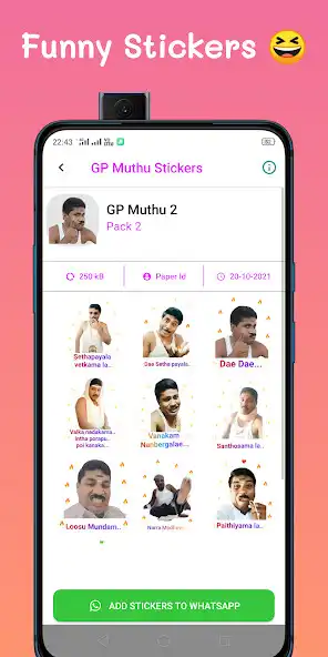 Play Gp Muthu - Funny Stickers as an online game Gp Muthu - Funny Stickers with UptoPlay
