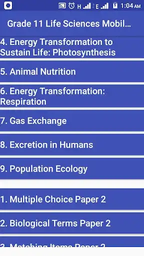 Play Grade 11 Life Sciences Mobile Application as an online game Grade 11 Life Sciences Mobile Application with UptoPlay