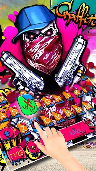 Play Graffiti Gun Mask Skull Keyboard Theme  and enjoy Graffiti Gun Mask Skull Keyboard Theme with UptoPlay