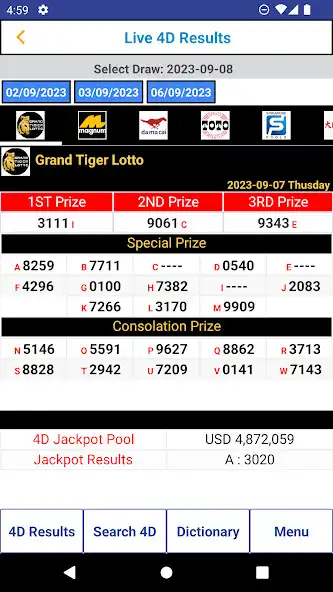 Play Grand Tiger Lotto 4D Results  and enjoy Grand Tiger Lotto 4D Results with UptoPlay