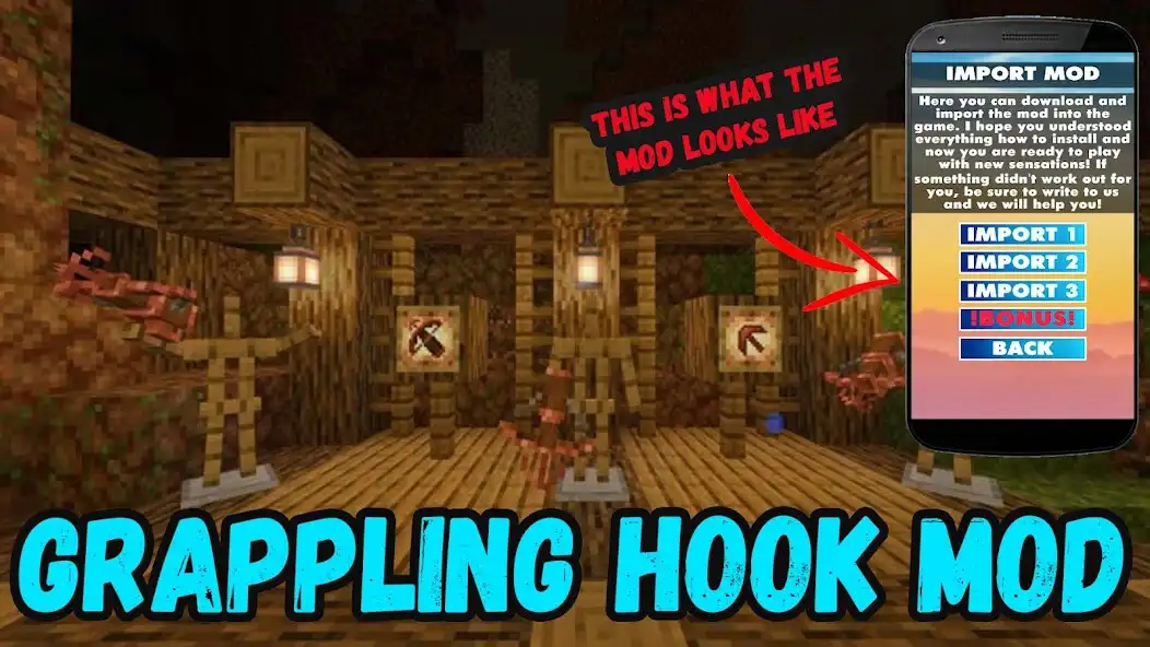 Play Grappling Hook Mod Minecraft  and enjoy Grappling Hook Mod Minecraft with UptoPlay