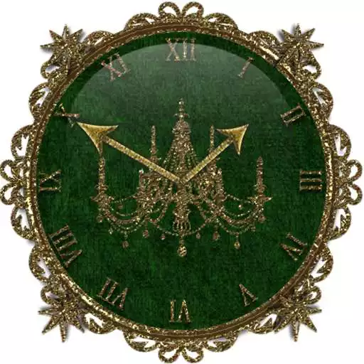 Play Green Gold Chandelier Clock Widget APK