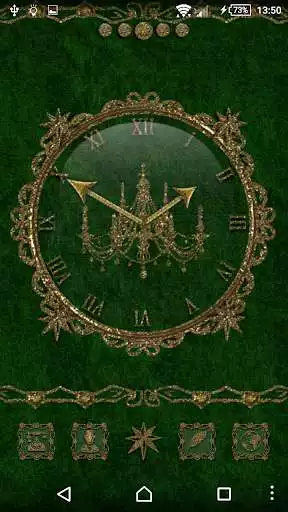 Play Green Gold Chandelier Clock Widget as an online game Green Gold Chandelier Clock Widget with UptoPlay