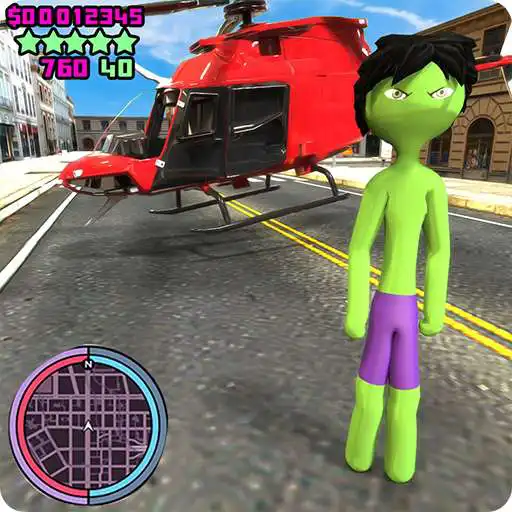 Play Green Monster Stickman Rope Hero Crime Simulator APK