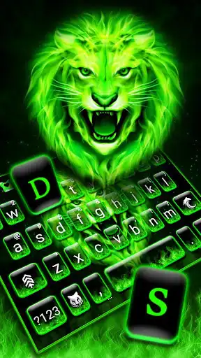 Play Green Neon Lion Keyboard Theme as an online game Green Neon Lion Keyboard Theme with UptoPlay