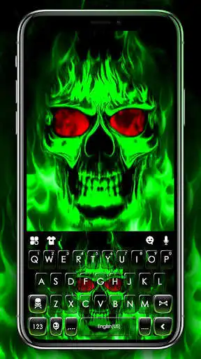Play Green Neon Skull Keyboard Theme  and enjoy Green Neon Skull Keyboard Theme with UptoPlay