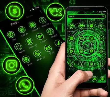 Play Green Neon Technology Theme