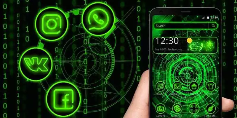 Play Green Neon Technology Theme