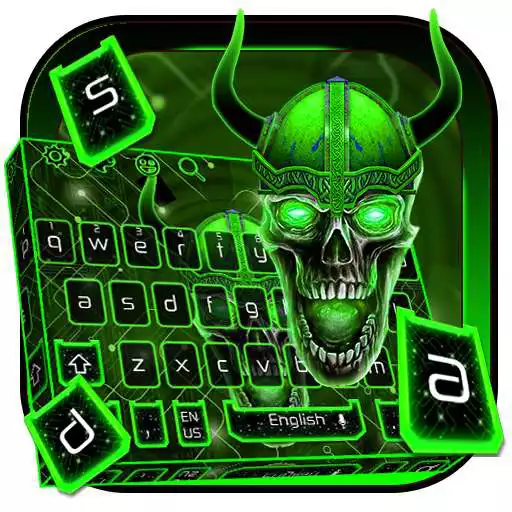 Run free android online Green Tech Metallic Skull Theme APK