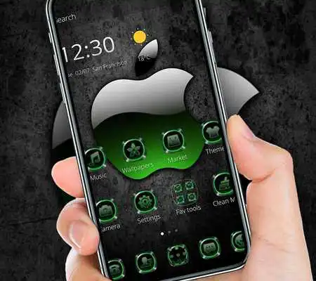 Play Green Tech Neon Apple Theme