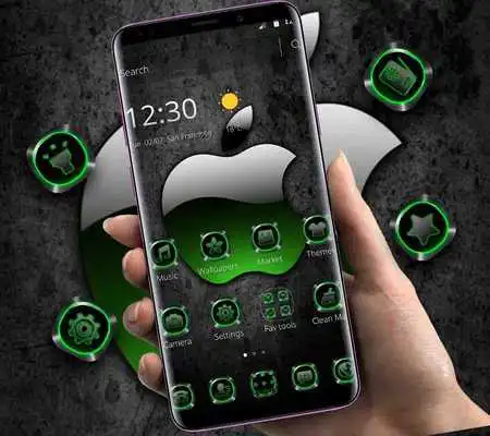 Play Green Tech Neon Apple Theme