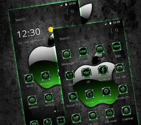 Play Green Tech Neon Apple Theme