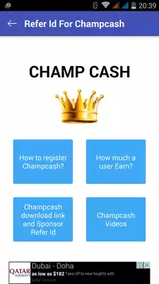 Play Guide sponsor refer id for  Champcash