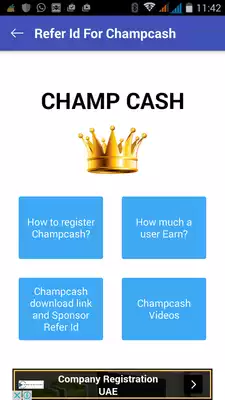 Play Guide sponsor refer id for  Champcash