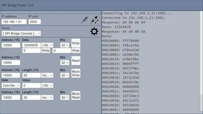 Play GUI Maker for Avalon Bus - FPGA SPI Bridge Panel